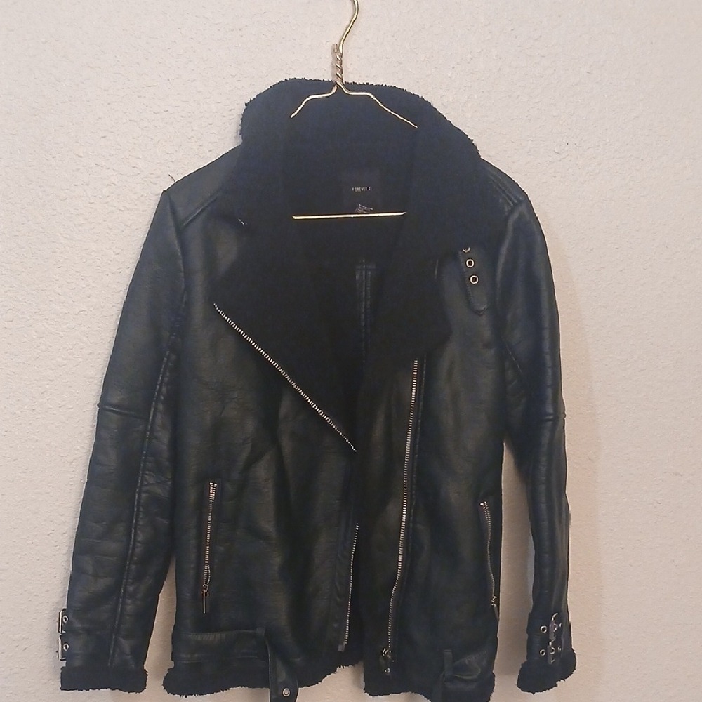Forever 21 Dark Green Faux Textured Jacket